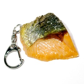 Food Sample Key Holder and eating and Burn, Salmon, 027tk