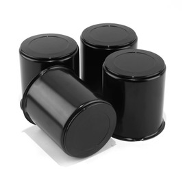 DewFlew 4Pcs 3.15" Push Through Wheel Center Caps Stainless Trailer Hub Cap with Removable Plug for Truck SUV RV Wheel Rim (Fit 3.15" Bore 3.46" H Matte Black)