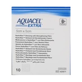Aquacel AG Extra Silver Hydrofiber Wound Dressing 5cm x 5cm, 2"x2" x10 420671