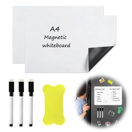 A4 Magnetic Whiteboard Film - A4 Magnetic Board for Family Menu Weekly Planner, Shopping List, 3 Markers & Erasers - Ideal for Office, School & Home DIY Magnetic Whiteboard
