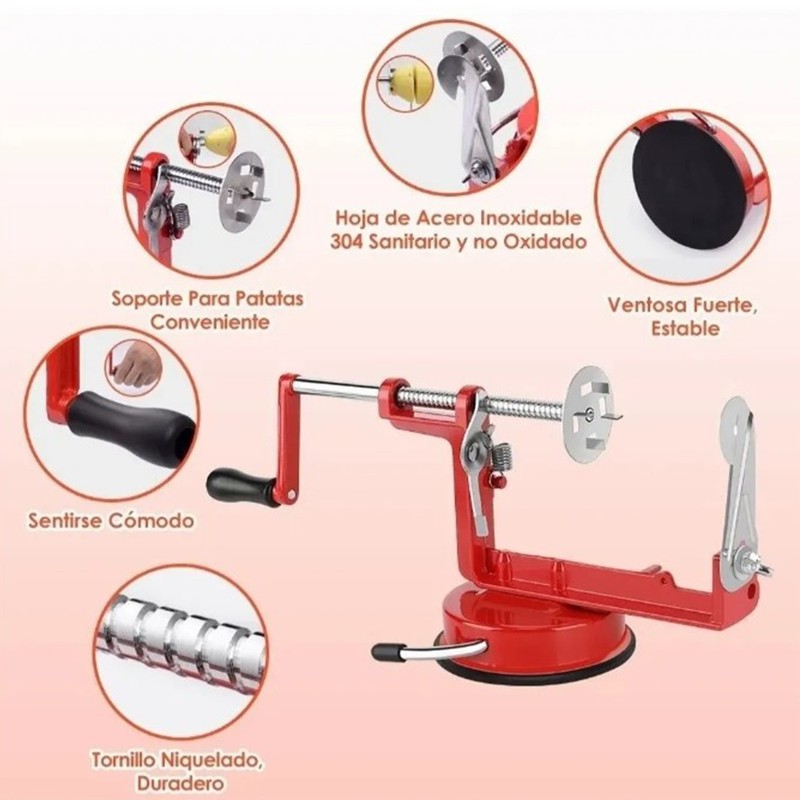 Spiral Potato Cutter Hand Crank Stainless Steel Alloy Rubber Food