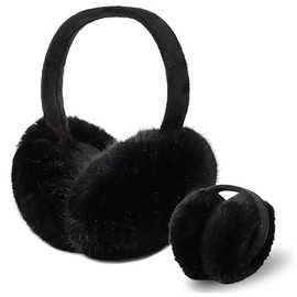 XIWCAFC Ear Muffs Women,Winter Ear Muffs Faux Fur Adjustable Adults Outdoor Windproof Thermal Ear Warmer Skiing Running Earmuffs Covers Protector from Wind Cold Gift for Girls Ladies (Black)