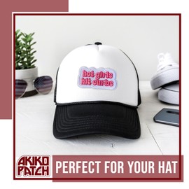 AKIKOPATCH Hot Girl Hit Curbs Iron On Patches, Size 3" Aesthetic Coquette Patches for Clothes Backpacks Hats Jeans Bags, Girly Embroidered Patches, Iron On Fabric Patches DIY Gift for Teenager Adults