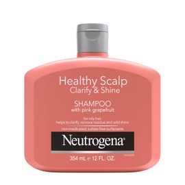 Neutrogena Exfoliating Healthy Scalp Clarifying Shampoo for Oily Hair & Scalp, Pink Grapefruit pH-Balanced Anti-Residue Formula Adds Shine, Sulfate, Paraben & Phthalate-Free, Color-Safe, 12 Fl Oz
