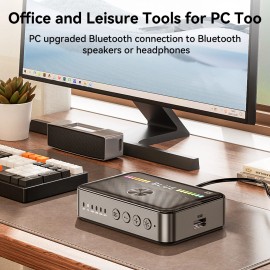 Unbranded NFC Bluetooth 5.3 Transmitter Receiver 3.5mm AUX RCA Optical Adapter LED Display - Silver