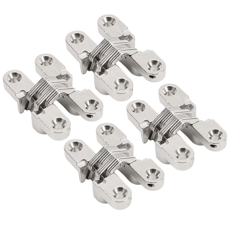 4Pcs Mini Zinc Alloy Cross Hidden Hinge 180 Degree Swing