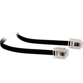 LC0095B/BLK Pro2 10Mt Modular Plug Lead - Black Rj12 Line Cord 6P4c Tel5165 Flat Telephone Cable Fitted On Both Ends with Rj12 Modular Telephone Plugs. Flat Telephone Cable Fitted On Both Ends with