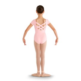 Bloch Dance Girls Bellflower Strap Back Cap Sleeve Leotard, Candy Pink, Size 2-4