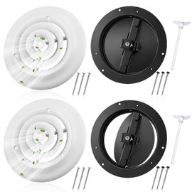 Therwen 2 Set 8 Inch Round Vent Cover Ceiling Diffuser HVAC Vent Duct Cover Replacement with Steel Butterfly Damper Fitting in 8 Inch Duct, Outer Dimensions: 12"