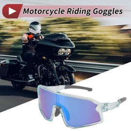 X AUTOHAUX 1 Set Motorcycle Riding Goggles PC Tri-Acetyl Cellulos UV400 Outdoor Sports Sunglasses for Motocross Dirt Bike ATV Blue Lens Clear Blue Gray Frame