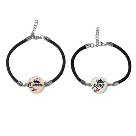 Moon Sun Star Bracelets for Couple Best Friends Long Distance Relationship King Queen Bracelets for 2 People Best Sisters Bracelets Luminous Planet Bracelets for Mom Daughter Valentine's Day New Year Gift (crown)