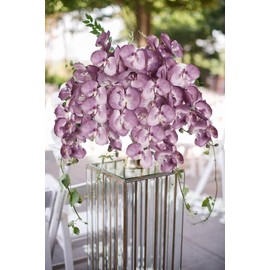 Fqueelvys Orchids Artificial Flowers,6PCS Purple Orchids 26.7 Inch Artificial Phalaenopsis Flowers Silk Orchids Stems for Wedding Party Home Décor(Light Purple)