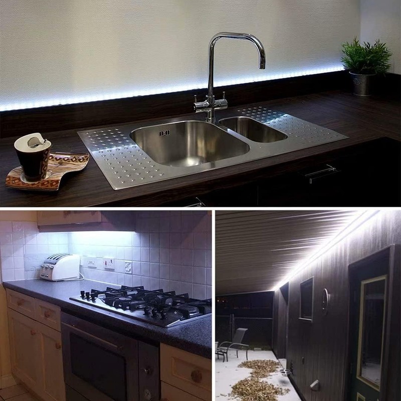 GUOTONG White LED Strip Lights, Waterproof cuttable 300 SMD 2835