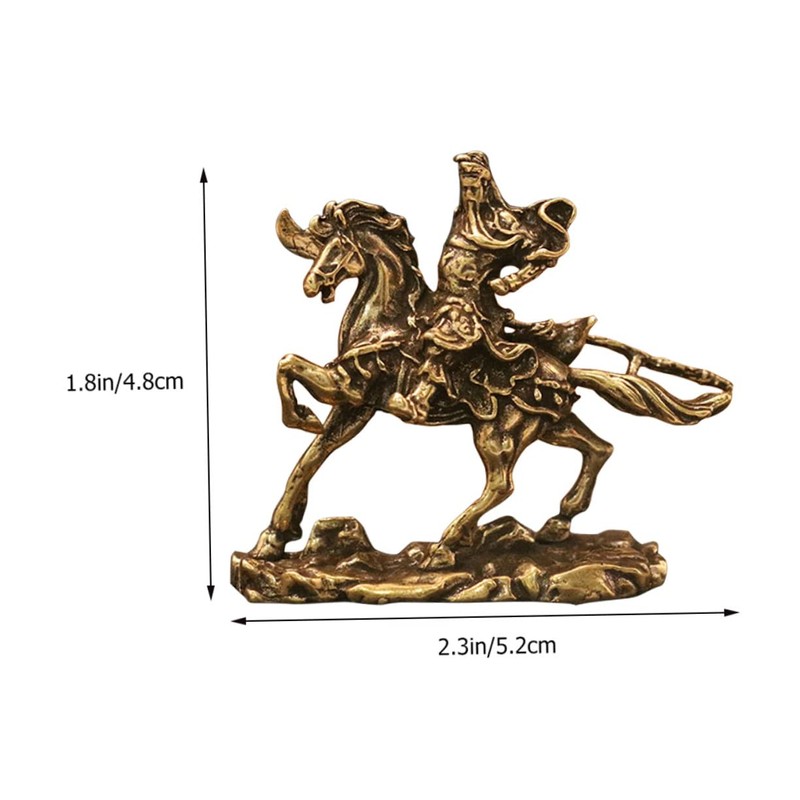 Tofficu 2pcs Brass Horse Riding Statue Elegant Table Decor for