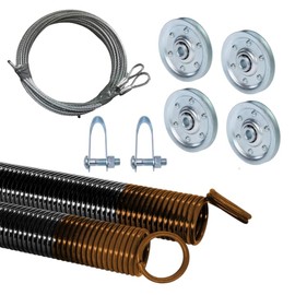 G.A.S Hardware Heavy-Duty Double-Looped Garage Door Extension Springs Bundle 100 lb (Tan) Springs, 3" Pulleys, and Extension Cables for 7' Feet Garage Door | Garage Door Hardware Parts