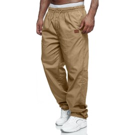 Mens Casual Jogger Pants Relaxed Fit Cargo Pants Drawstring Sweatpants Hiking Outdoor Twill Sport Pants Khaki M