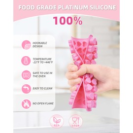 Heart Silicone Gummy Molds 2 Pack with 2 Droppers, Mini Heart Chocolate Mold, Non-Stick Food Grade Ice Cube Tray for Hard Candy, Homemade treats, Soap, Jelly (Pink)