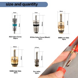 OCR 102PCS Car Air Conditioner Valve Core R12 R134a Automotive Air Conditioning Refrigeration Tire Valve Stem with Double Head Dual Dismantling Remover Tool Assortment Kit