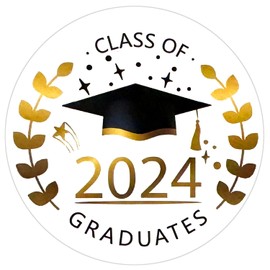 Graduation Stickers 60 Pcs Graduation Labels, Class of 2024 Graduates Party Favor Stickers 2.0 inch Class of 2024 Stickers for Graduation Decorations Envelopes, Bag Seals