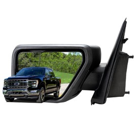 Left Driver Side Mirror for 2021 2022 2023 2024 2025 F150 (Power Glass 丨Manual Folding丨Heated丨Matte Black丨5-PINS) | Replaces #ML3Z17683UA