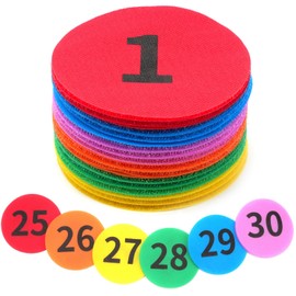 VANANA Pack of 30 Round Carpet Multicolored Marker Sit Dot Sticker with Printed Number 1 to 30 For Classroom Sport Easy Teach Tool Game