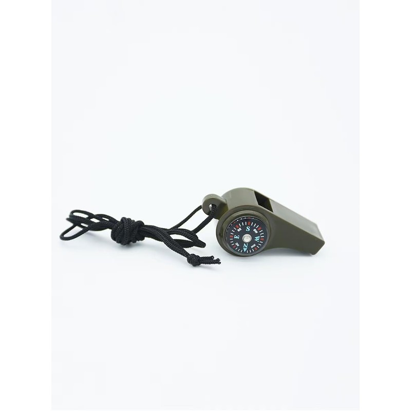 Generic 2-in-1 Emergency Survival Whistle with Compass, Military Green, Outdoor