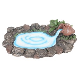 Trywise Hand Drawn Miniature Pond Fairy Garden Miniature Pond Realistic and Durable Resin Miniature Pond Suitable for Garden Lawn Yard Decoration