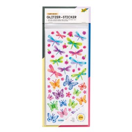 folia 1410 Glitter Stickers Decorative Magic Approx. 10 x 23 cm 5 Sheets Assorted Motifs Ideal for Decorating Greeting Cards, Crafts and Scrapbooking