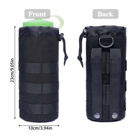VIDSTW Tactical Bottle Holder Molle Bottle Holder with Drawstring Water Bottle Bag Bottle Holder Belt Bottle Holder Bag for Outdoor Hiking Hunting Camping Training (Black)