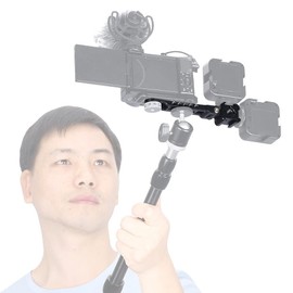 NICEYRIG Triple Cold Shoe Extension Mount with 6.35mm Screws Compatible with Video Light Microphone Mount for Zhiyun Smooth Q 4 Feiyu DJI Head Stabilizer Tripod