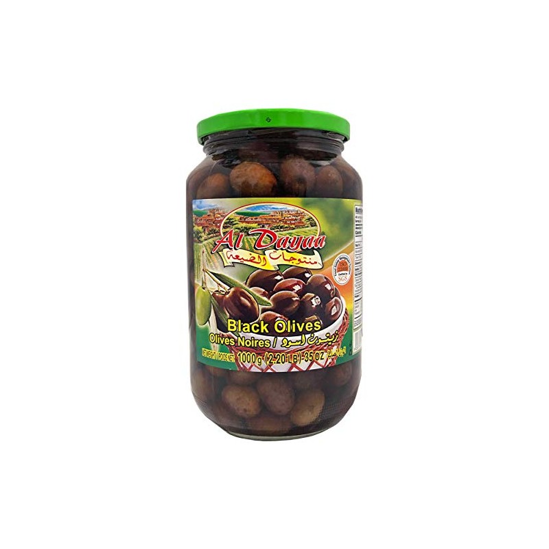 Al Dayaa - Whole Black Olives, Unpitted, 2.20 Lb (1000g)