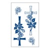 2 Blätter Temporäres Kreuz Tattoo Kreuz mit Rosen Semi-Permanentes Tattoo