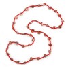 Avalaya Long Red Glass Bead, Sea Shell Nugget Necklace/102cm L
