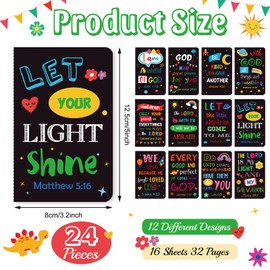 Faccito Bible Verse Notebook Christian Inspirational Mini Notepads Scripture Small Notebook Religious Motivational Small Pocket Notepads Christian Gifts for Kids School Office(Bright, 48 Pcs)