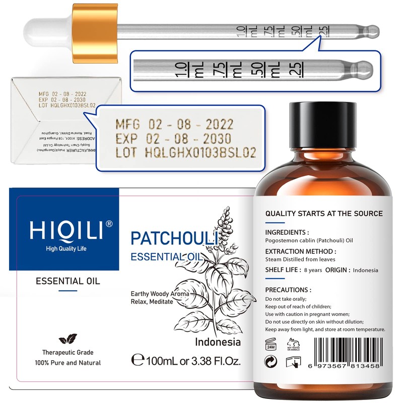 HIQILI HIQILI Lemongrass Essential Oil and Patchouli Essential Oil, 100%