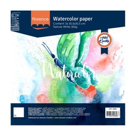 Vaessen Creative Florence Watercolour Paper A5, White, 300gsm Textured Paper, 5 Sheets for Watercolour Painting, Hand Lettering and Brush Lettering