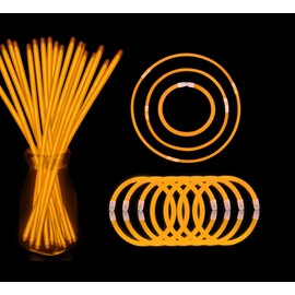 YOFOBU Orange Glow Sticks Bulk Light Up Bracelet Glow Necklaces with Connectors 50ct 8" Glowsticks Neon Party Supplies for Valentine's Day 4th of July Wedding Birthday Carnival