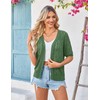 Yekaty Green Crochet Cardigan Womens Short Sleeve Sweater Light Cardigans