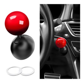 Ohleats Car Rocker Button Cover, Aluminum Alloy Joystick Push to Start Button Cover, Ball Bar One-Touch Starter Engine Start Button Cover, Interior Decorative Car Accessories (Red)