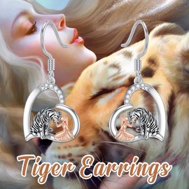 925 Sterling Silver Women's Earrings Sunflower/Tiger/Fox/Wolf/Frog/Dragon/Elephant/Cow/Ballerina/Swords Animal Jewellery Gifts for Women Girls Mother Daughter Birthday Mother's Day, Sterling Silver