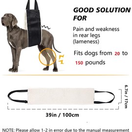 Dog Lift Harness, Dog Sling for Rear Legs, Heavy Duty Dog Lift Harness for Large Dogs, Hip and ACL Brace for Elderly Dogs