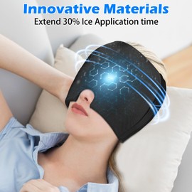 CIOXSOIO Migräne Maske, Upgraded 360° Gel Kühlmaske Migräne, Kühlmaske Gesicht, Schlafmaske Kühlmütze, Kopfschmerzen Maske, Surround kühlpads zur Linderung von Migräne, Kopfschmerzen, Druck
