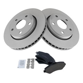 TRQ Front Brake Pad & Rotor Kit Brake Pads Brake Rotor Ceramic Vented Premium G-Coated Compatible with 2007-2017 Jeep Wrangler 2018 Wrangler JK