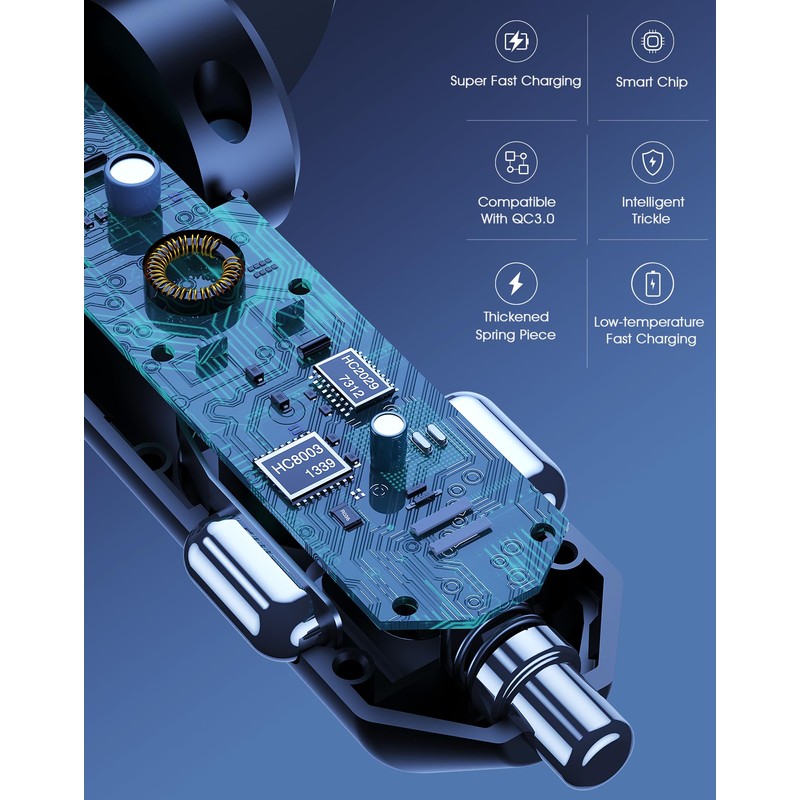 Mencapai Retractable Car Charger(Lake Blue)