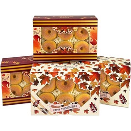 qiqee Thanksgiving Cookie Box with Window 9x6x2.5 inch 50Pcs Pastry Macaron Thanksgiving Leaves Bakery Box For Thanksgiving Day