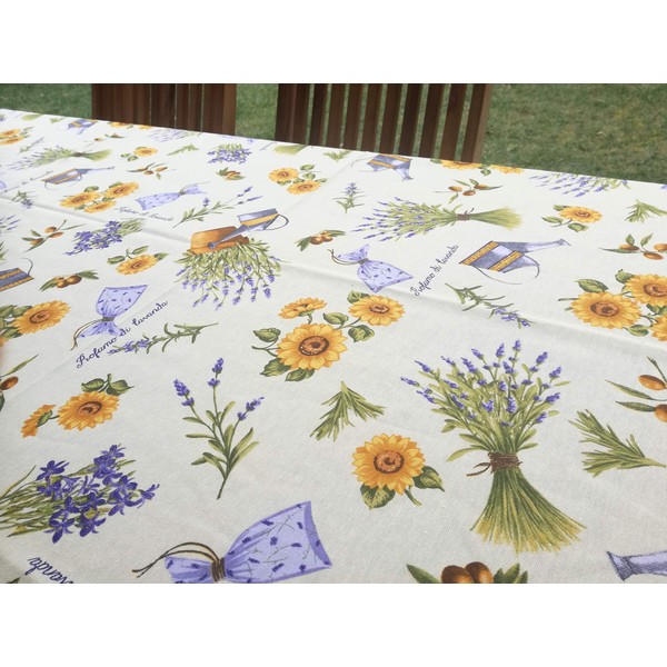 PAGO POCO Rectangular Tablecloth Lavender Design in All Sizes 100%