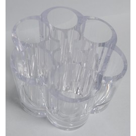 YOWOCHUNG Series Model HZ-07 Acrylic Makeup Brush Holder, Plum Blossom Design, Clear Cosmetic Organizer, 6 Compartments