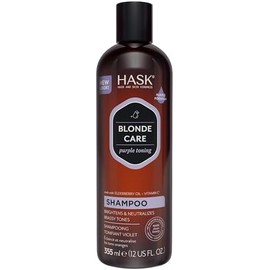 HASK, Shampoo Tonificador Morado, para Cabello Rubio, Neutraliza los Tonos Amarillentos y Cobrizos, Libre de Sulfatos, Parabenos, Ftalatos y Gluten,