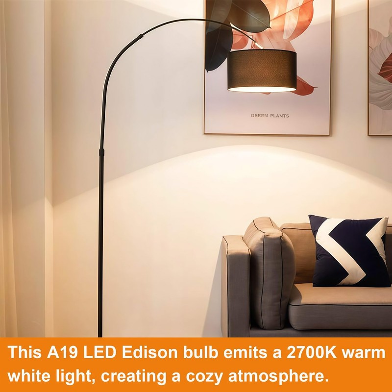 Vinaco A19 LED Edison Bulb Dimmable 8W 120V 2700K Warm