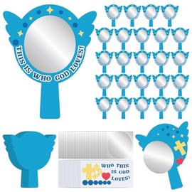 MotiMind 24 Sets This Is Who God Loves Mirror Craft Kits Engaging Religious Craft Activity Mirror Decorative Stickers DIY for Fun VBS Home Church Family Educational Projects Activities Events Creation